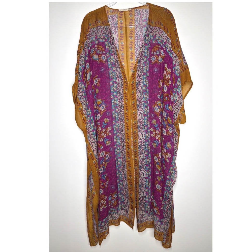 NATURAL LIFE Floral Kimono Cardigan - Purple & Mustard - Picture 3 of 8